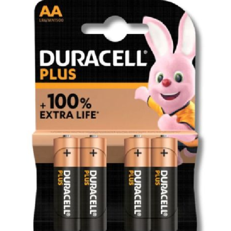 PILE DURACELL PLUS AA STILO EXTRA LIFE blister 4 pz